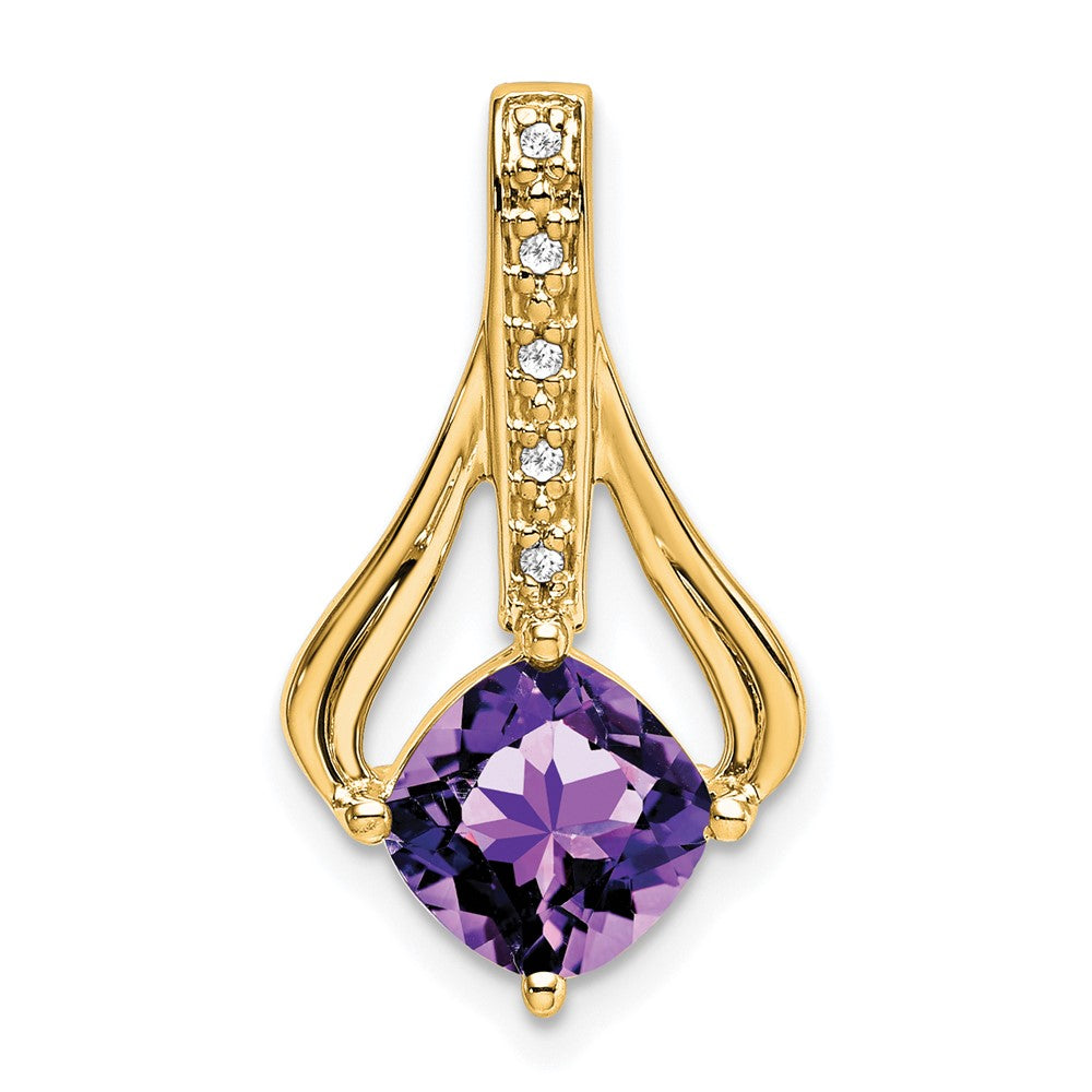 14k Amethyst and Diamond Pendant