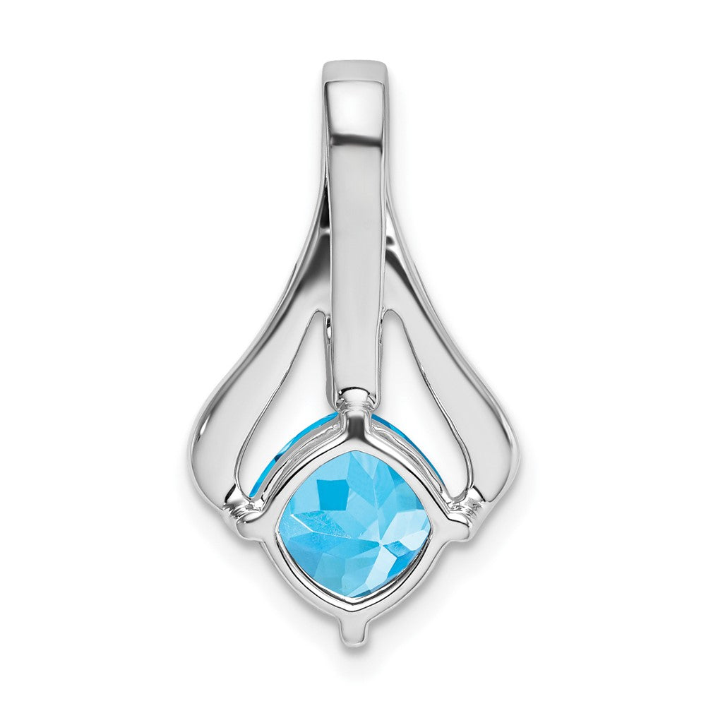 14k White Gold Blue Topaz and Diamond Pendant