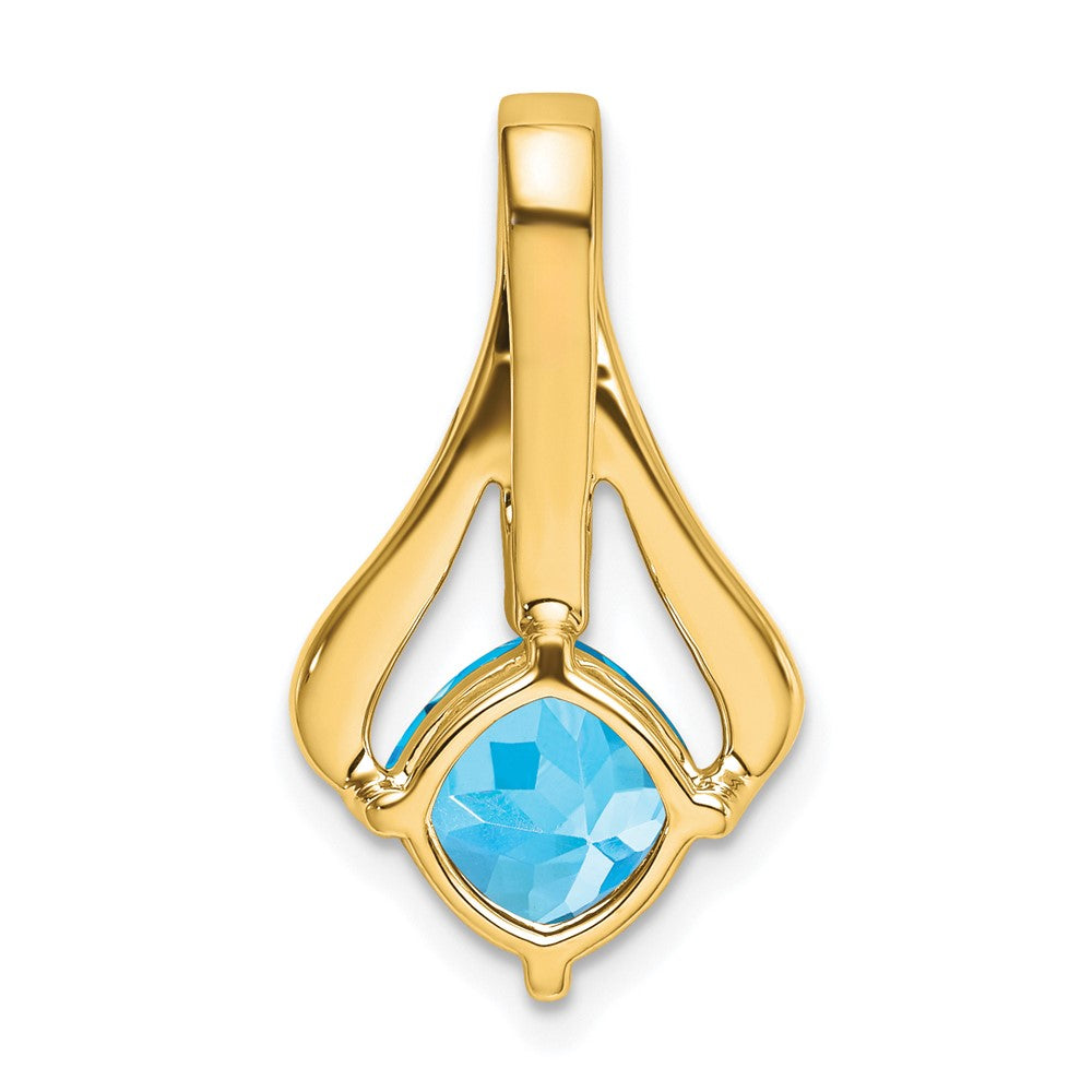 14k Blue Topaz and Diamond Pendant