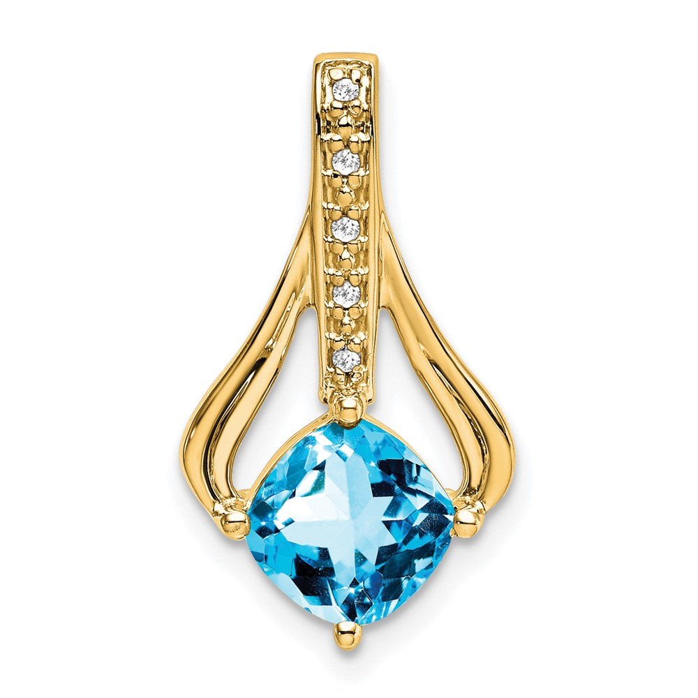 14k Blue Topaz and Diamond Pendant