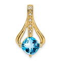 14k Blue Topaz and Diamond Pendant