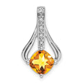 14k White Gold Citrine and Diamond Pendant