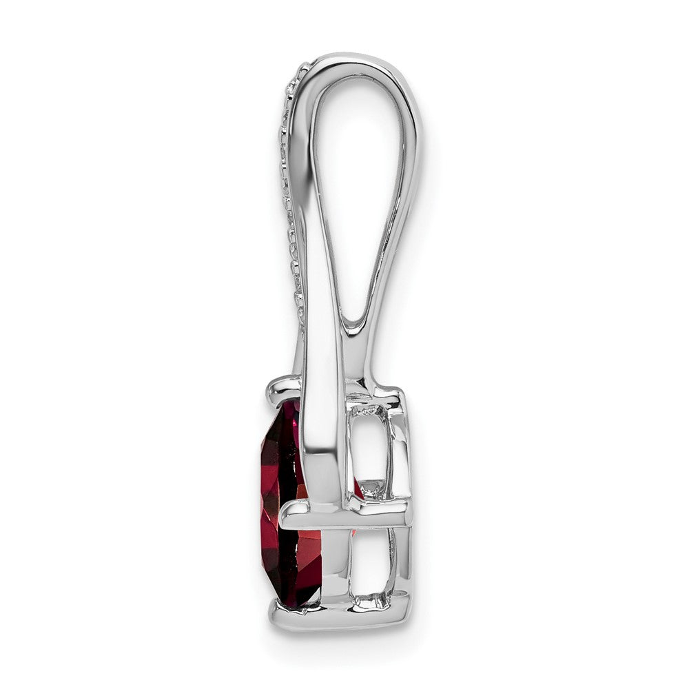 14k White Gold Garnet and Diamond Pendant