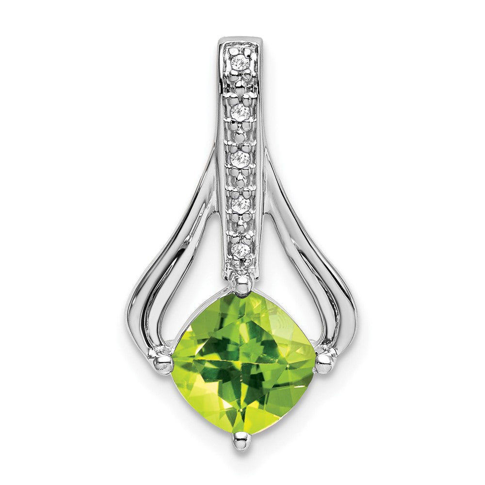 14k White Gold Peridot and Diamond Pendant