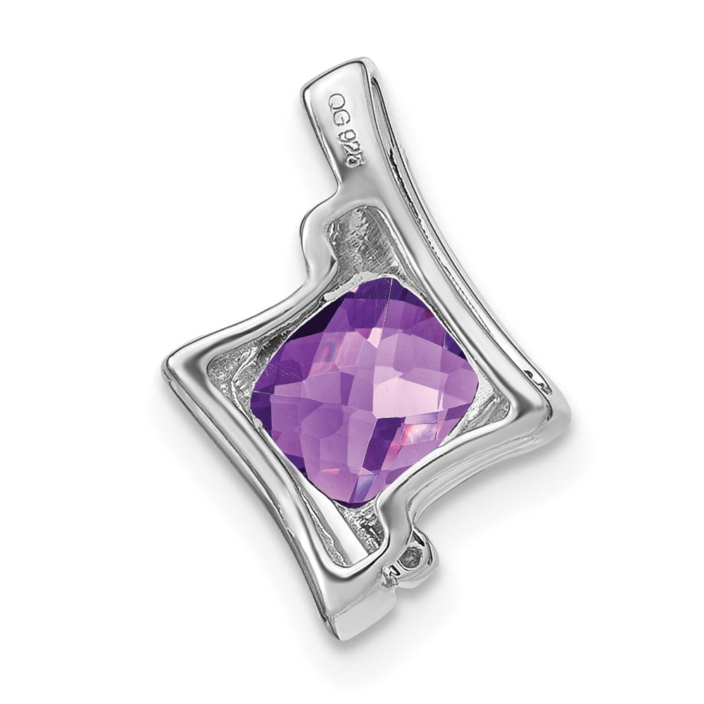 14k White Gold Amethyst and Diamond Pendant