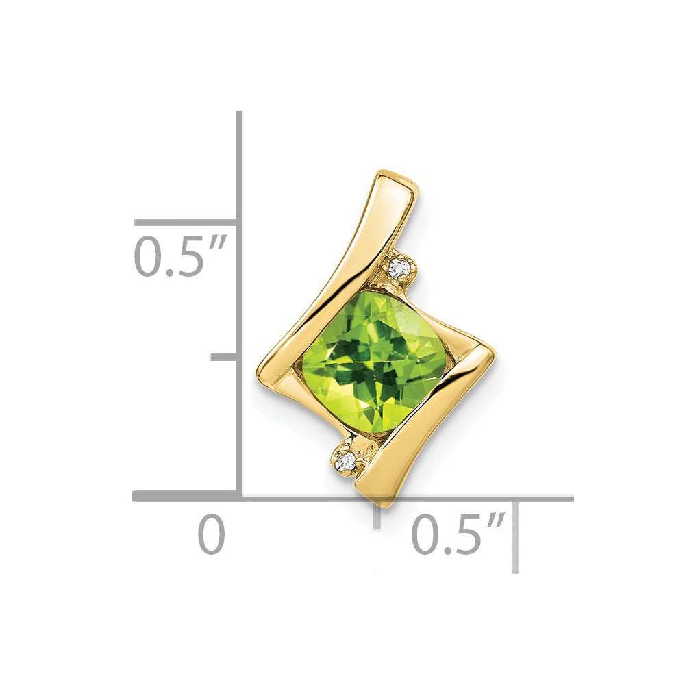 10k Yellow Gold Peridot and Diamond Pendant