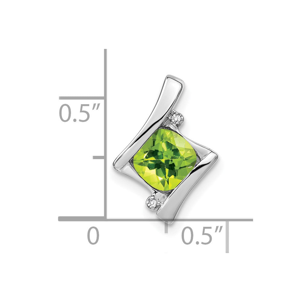 14k White Gold Peridot and Diamond Pendant