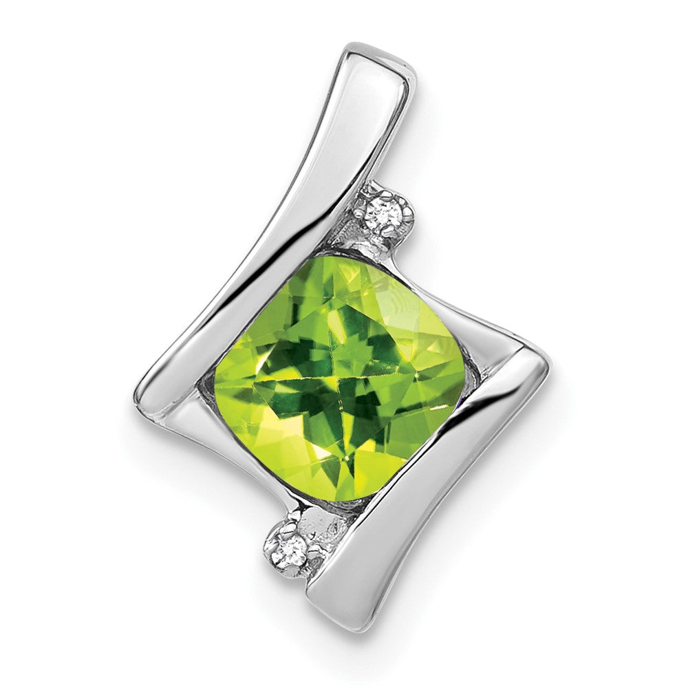 14k White Gold Peridot and Diamond Pendant