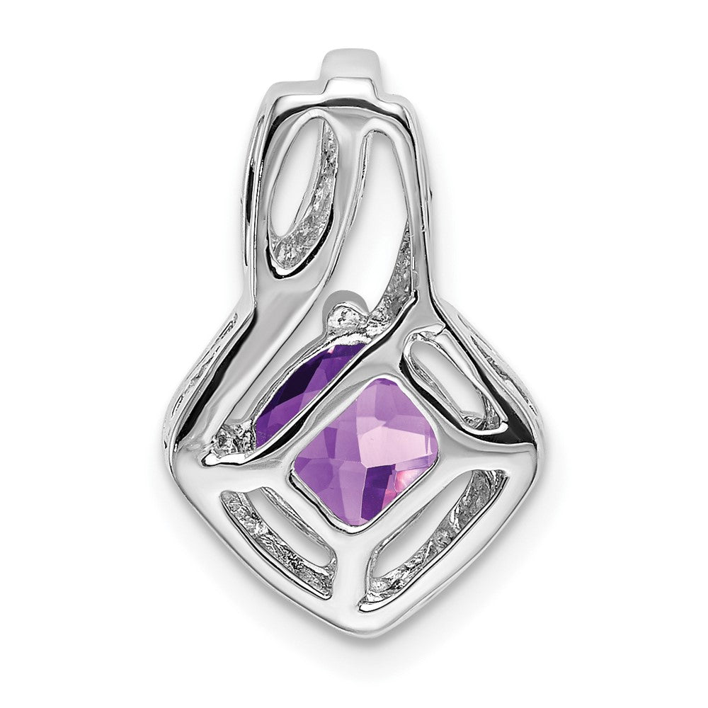 14k White Gold Amethyst and Diamond Pendant