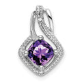14k White Gold Amethyst and Diamond Pendant