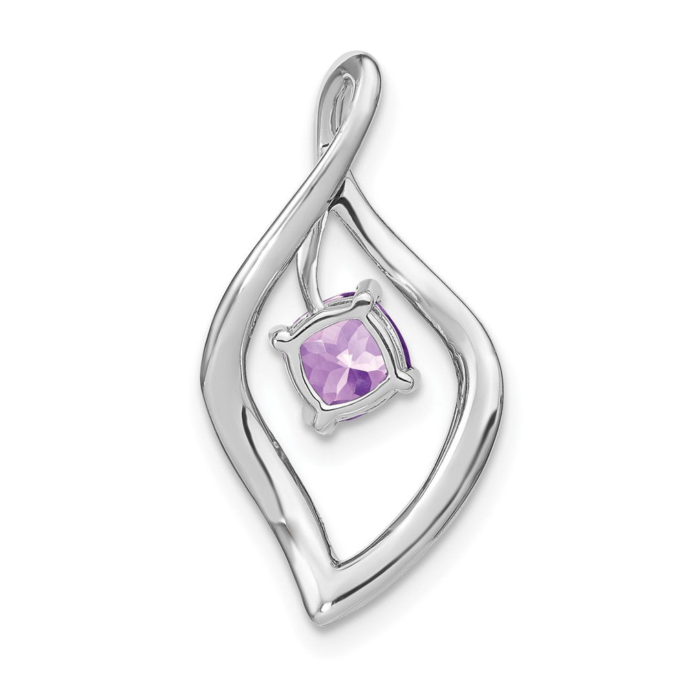 14k White Gold Amethyst and Diamond Pendant