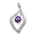14k White Gold Amethyst and Diamond Pendant