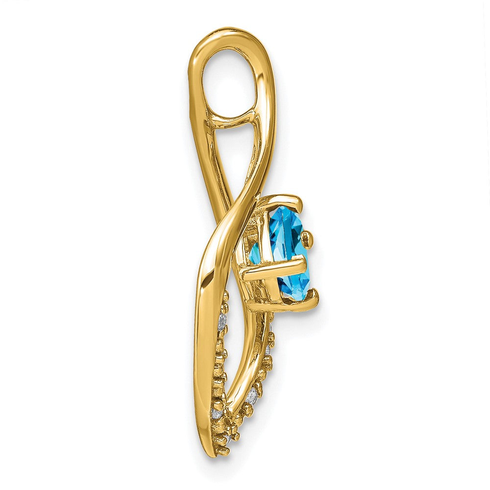 14k Blue Topaz and Diamond Pendant