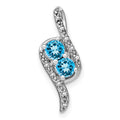 14k White Gold Blue Topaz and Diamond Chain Slide