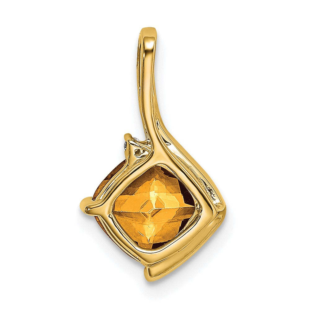 14k Cushion Citrine and Diamond Pendant