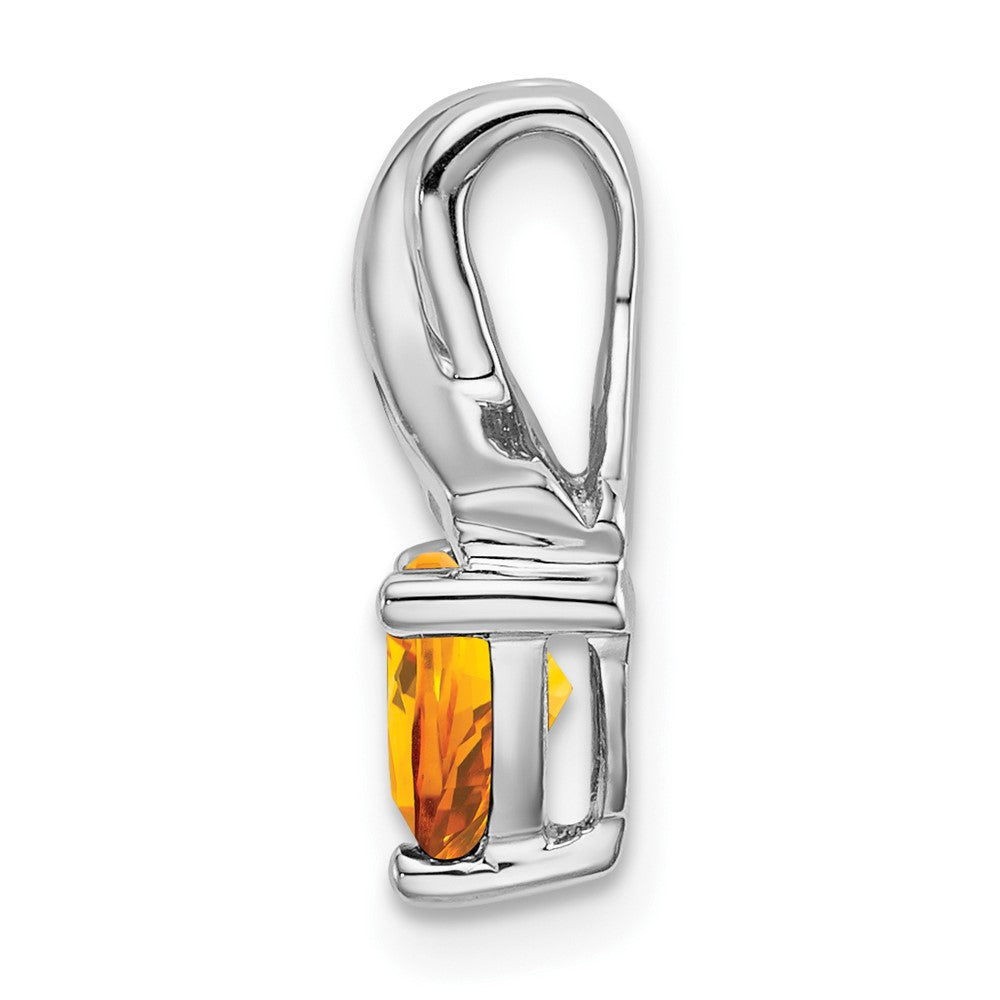 14k White Gold Trillion Citrine and Diamond Pendant