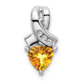 14k White Gold Trillion Citrine and Diamond Pendant