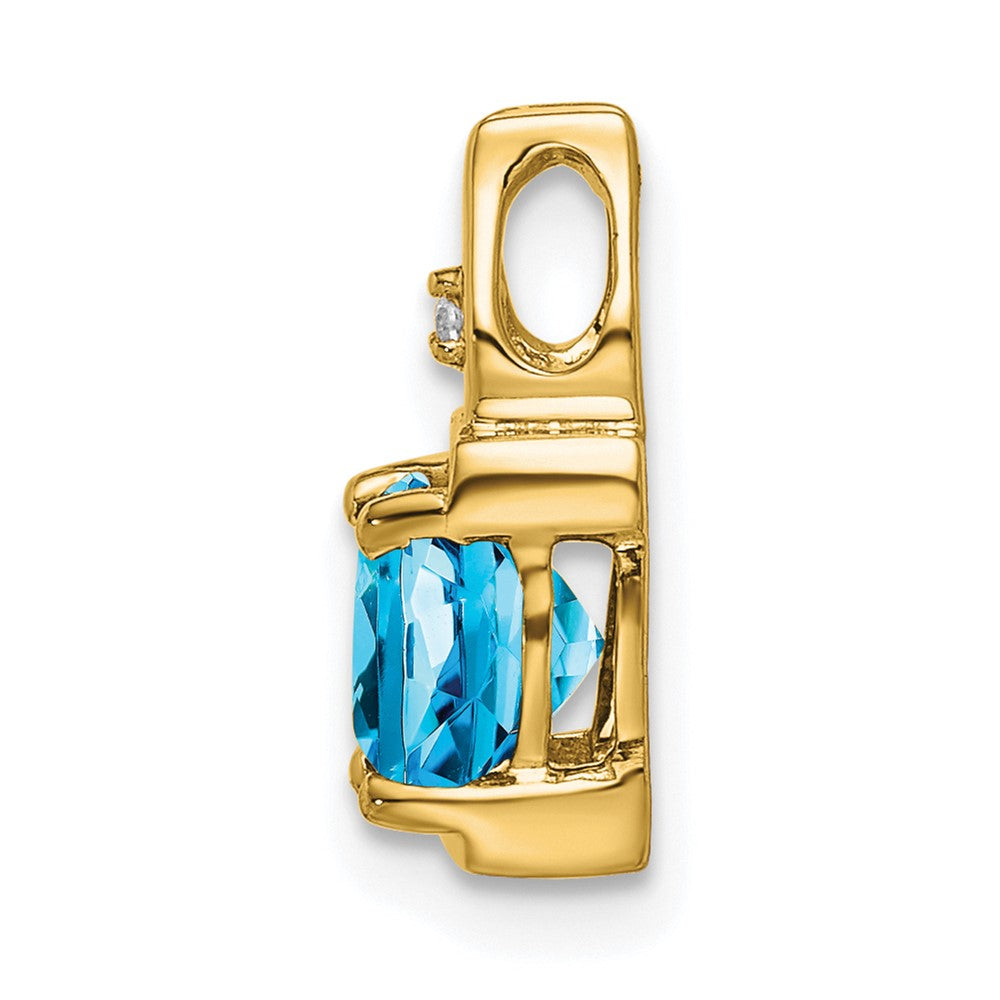 14k Blue Topaz and Diamond Pendant