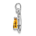14k White Gold Pear Citrine and Diamond Pendant