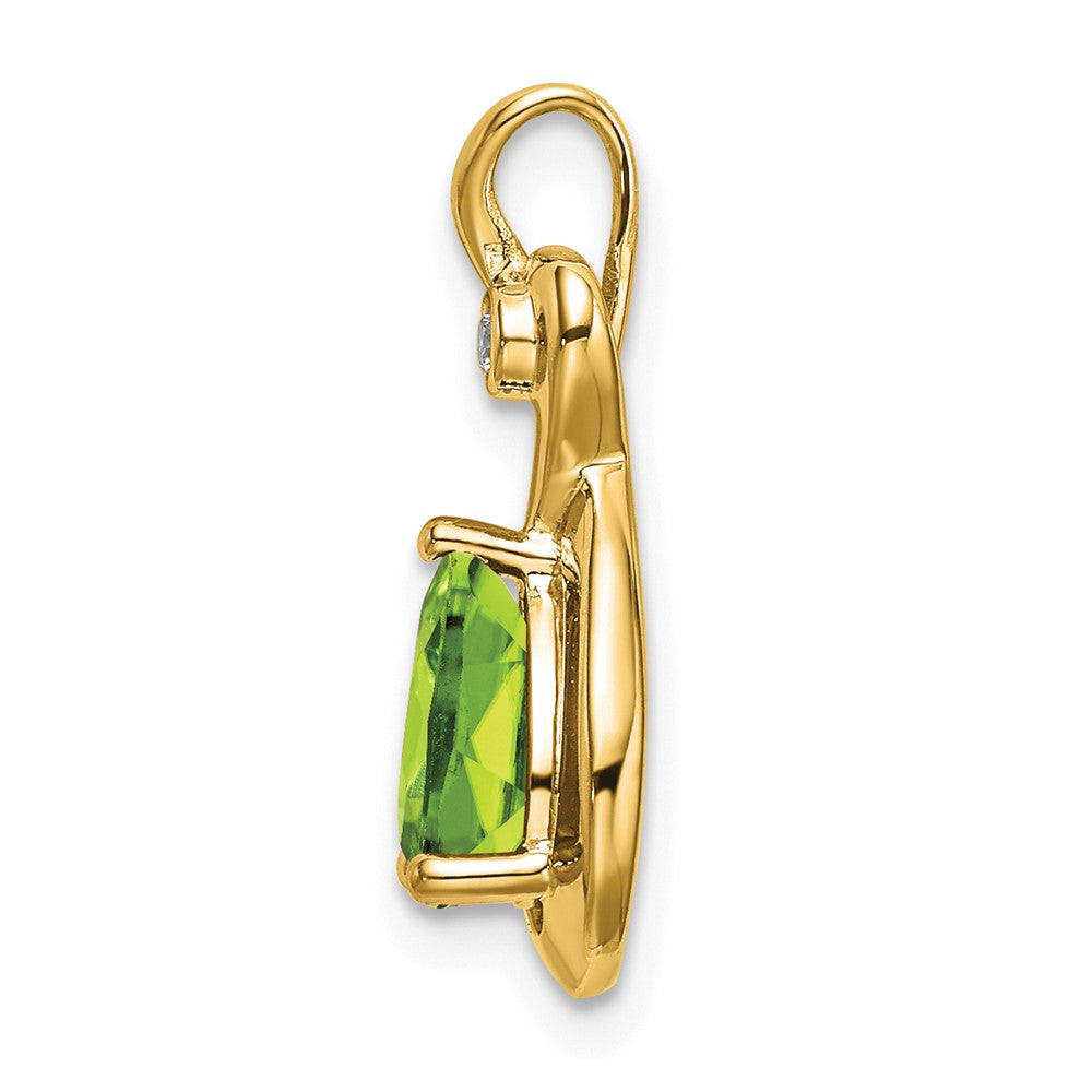 14k Pear Peridot and Diamond Pendant