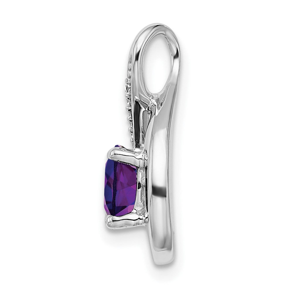 14k White Gold Amethyst and Diamond Pendant
