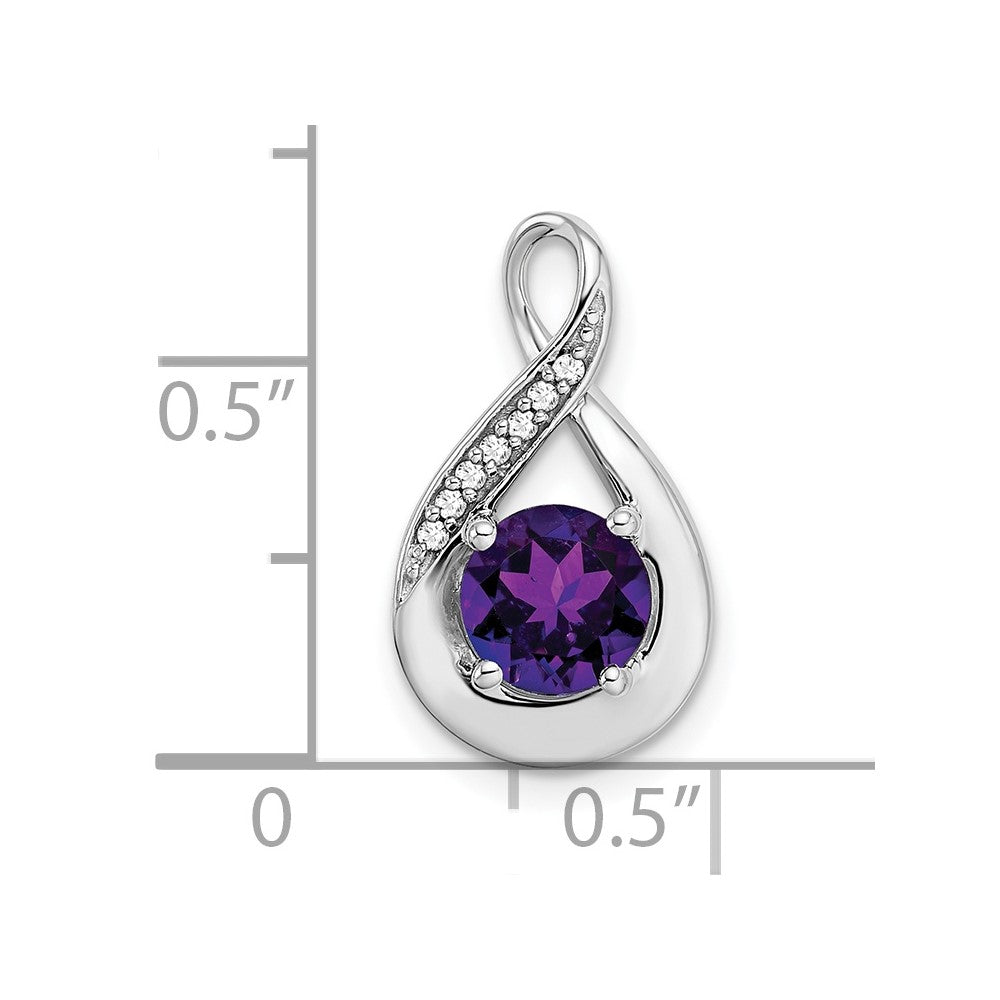 14k White Gold Amethyst and Diamond Pendant