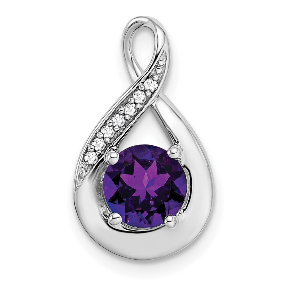 14k White Gold Amethyst and Diamond Pendant