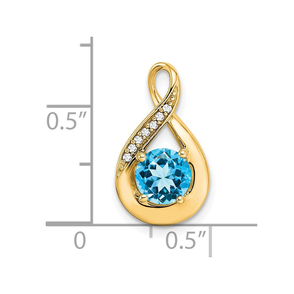 14k Blue Topaz and Diamond Pendant