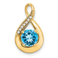 14k Blue Topaz and Diamond Pendant