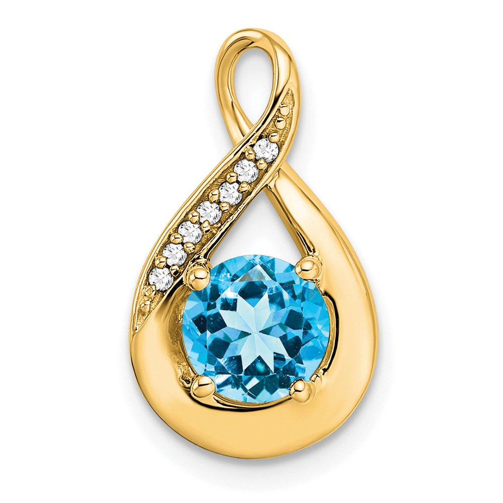 14k Blue Topaz and Diamond Pendant