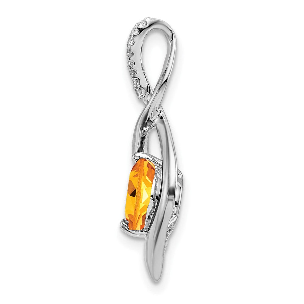 14k White Gold Citrine and Diamond Pendant