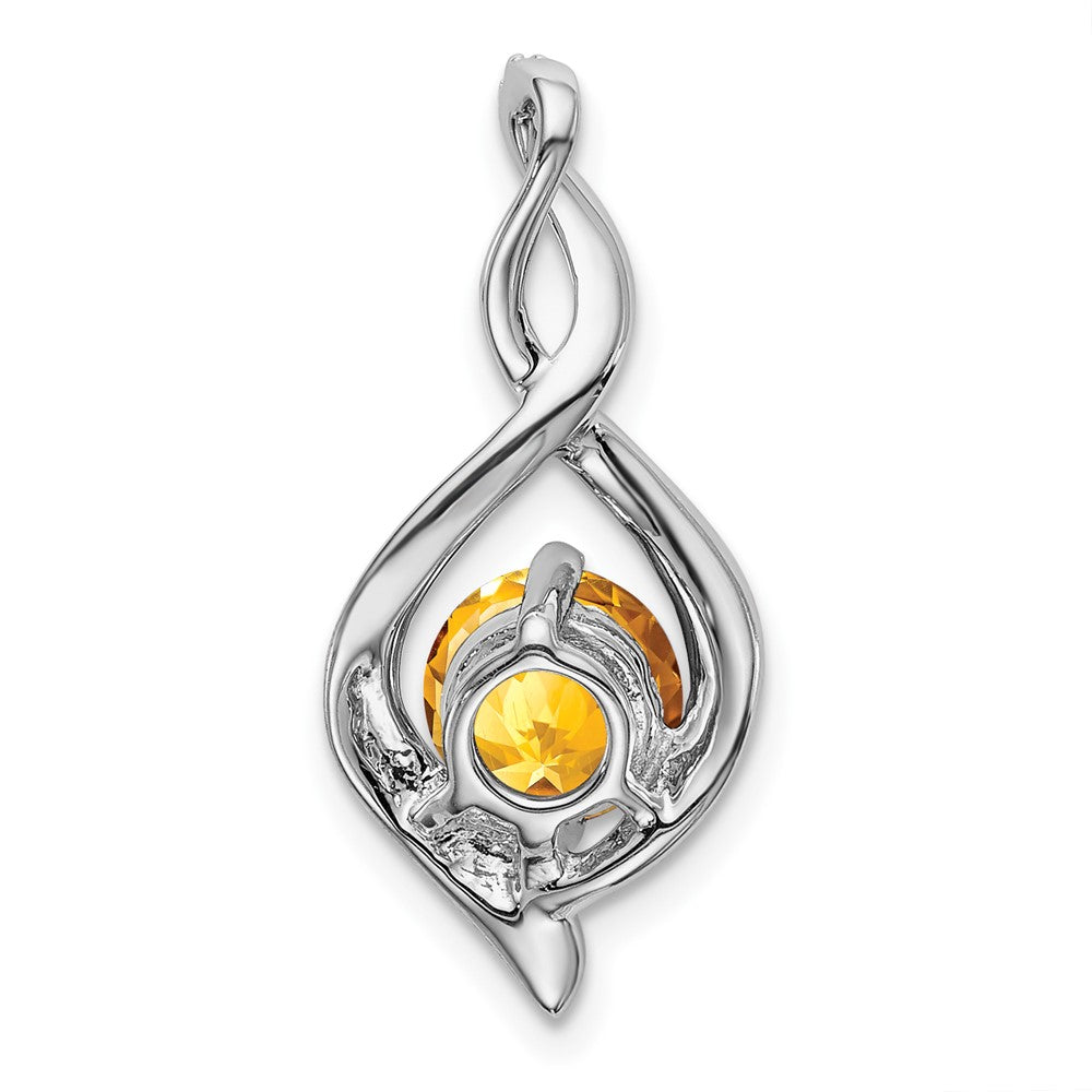 14k White Gold Citrine and Diamond Pendant