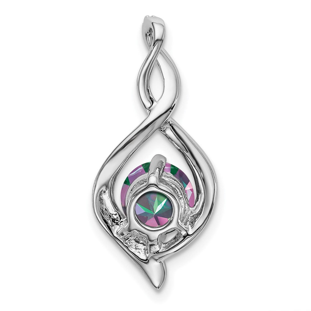 14k White Gold Mystic Fire Topaz and Diamond Pendant