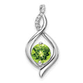 14k White Gold Peridot and Diamond Pendant