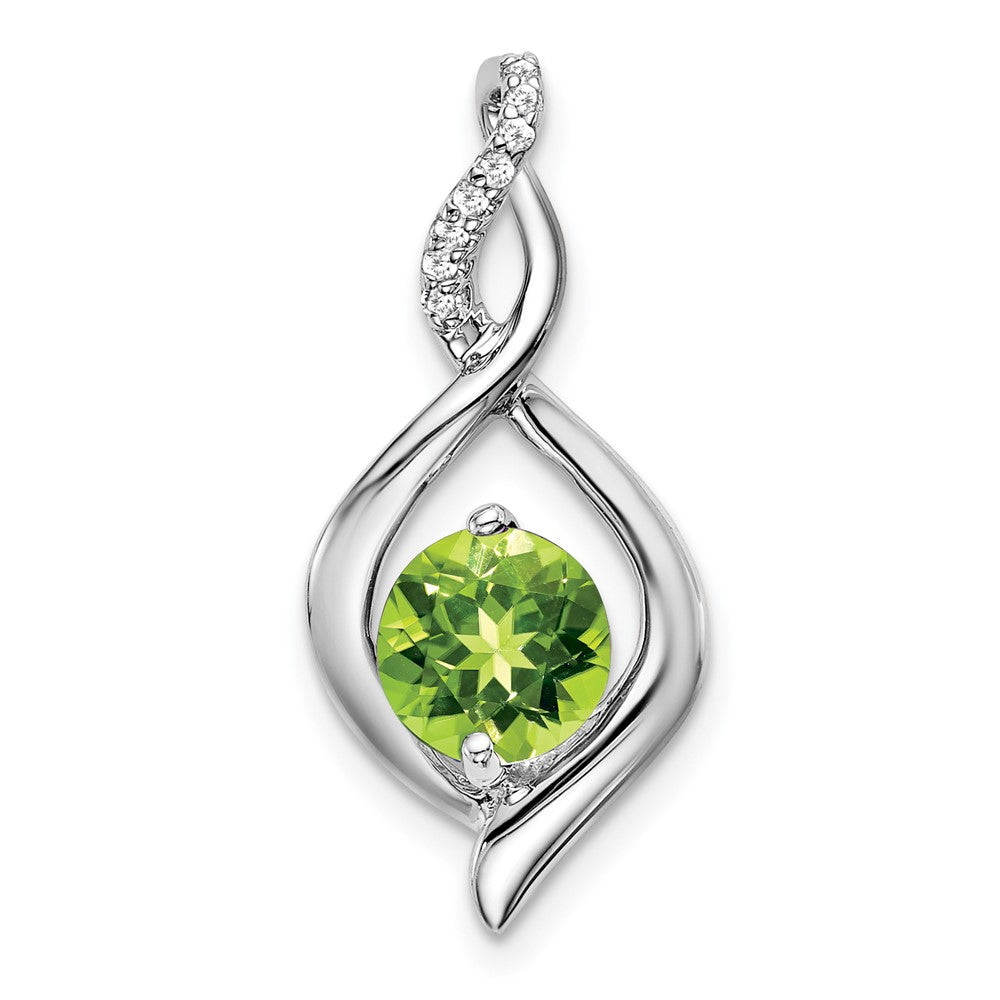 14k White Gold Peridot and Diamond Pendant