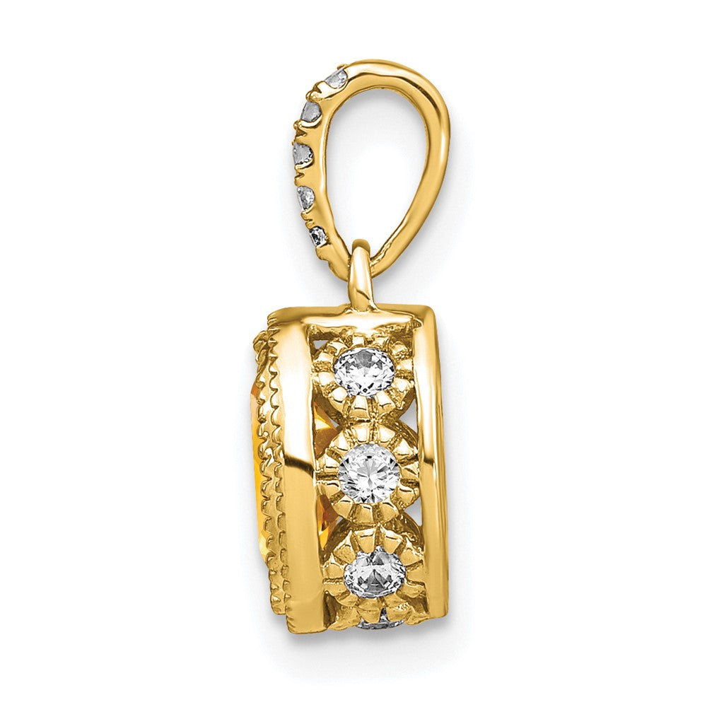 14K Oval Citrine and Diamond Pendant