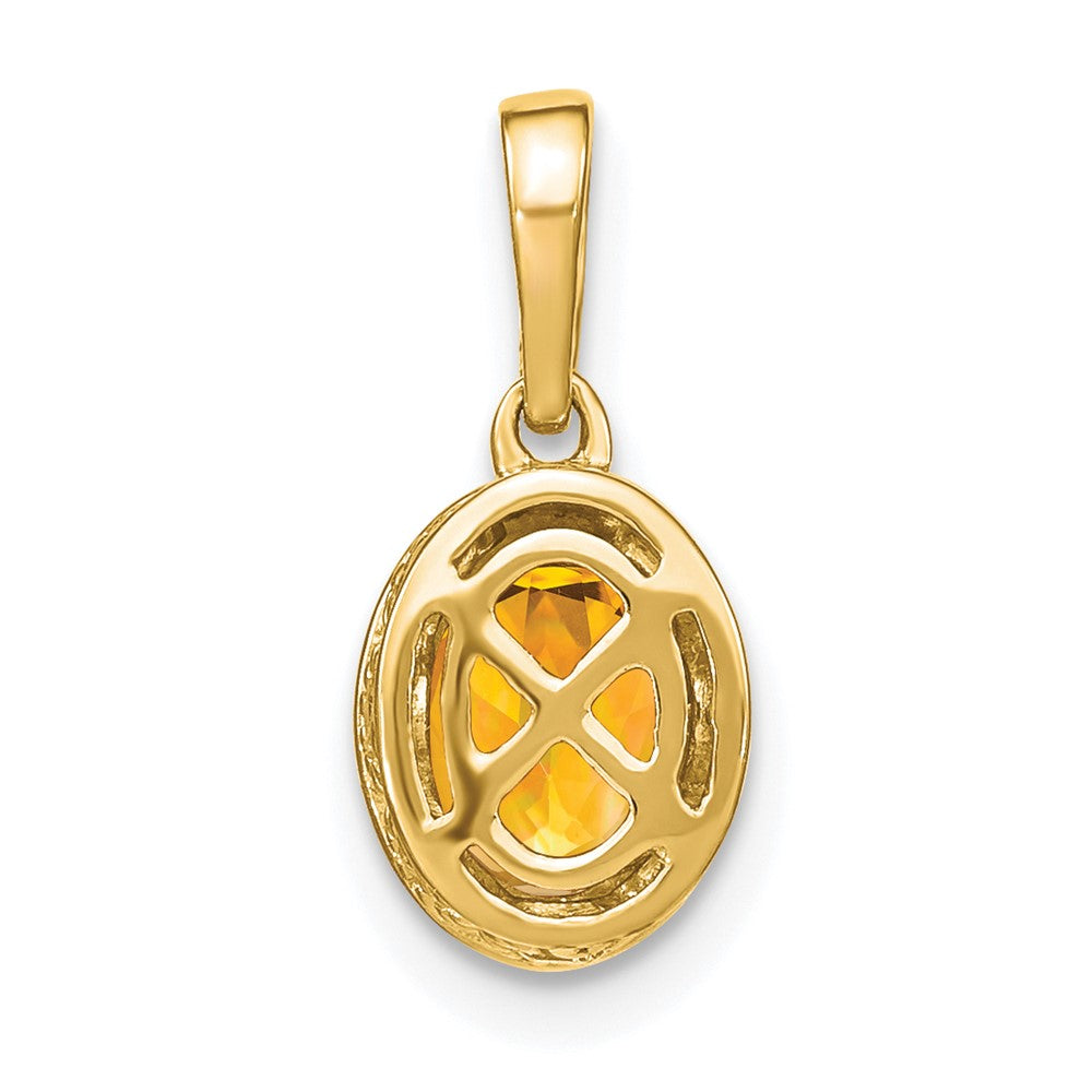 14K Oval Citrine and Diamond Pendant