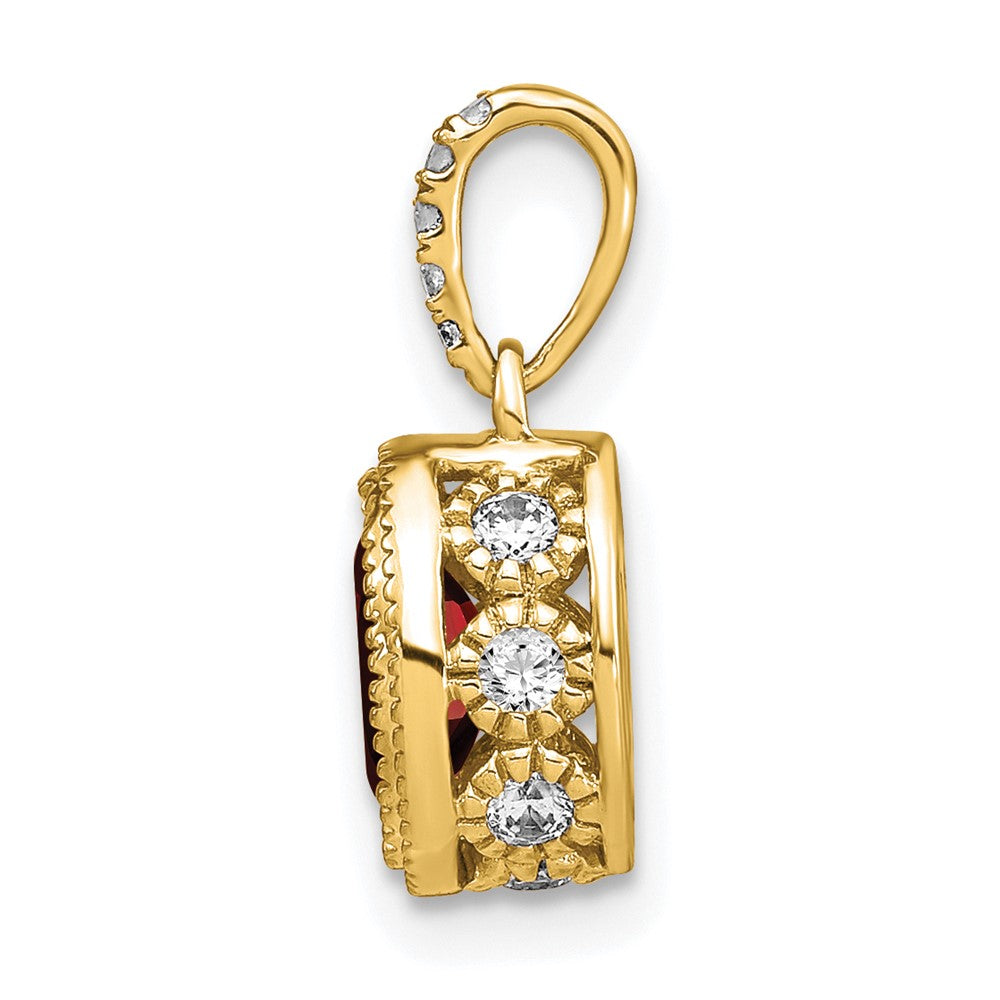 14K Oval Garnet and Diamond Pendant