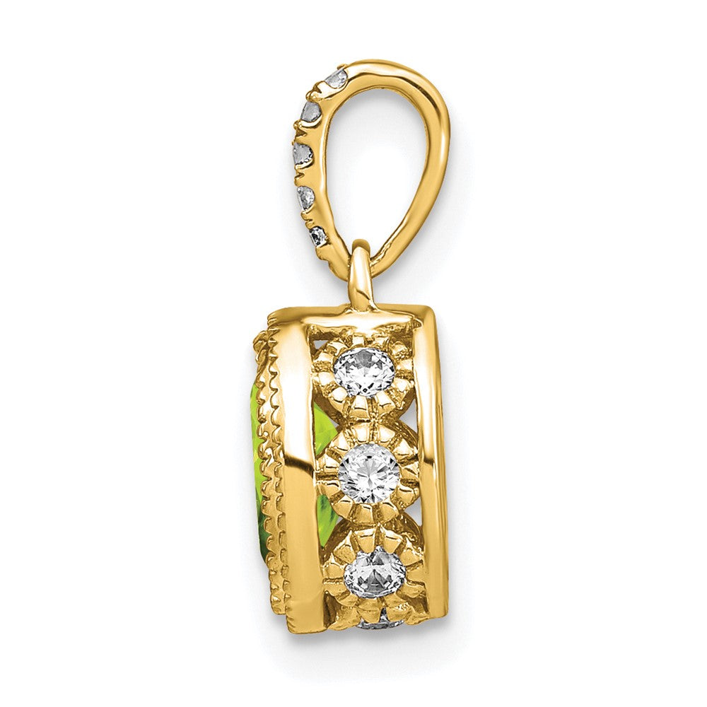 14K Oval Peridot and Diamond Pendant