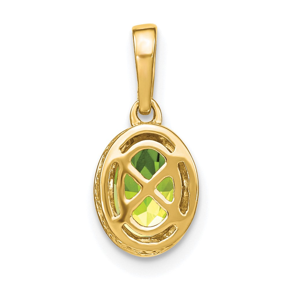 14K Oval Peridot and Diamond Pendant