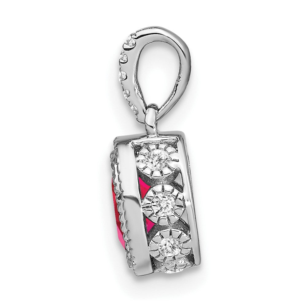 14k White Gold Oval Ruby and Diamond Pendant