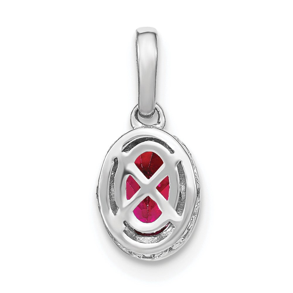 14k White Gold Oval Ruby and Diamond Pendant