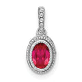 14k White Gold Oval Ruby and Diamond Pendant