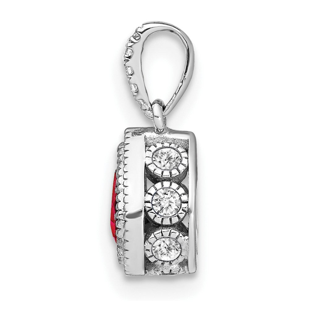 14k White Gold Pear Ruby and Diamond Pendant