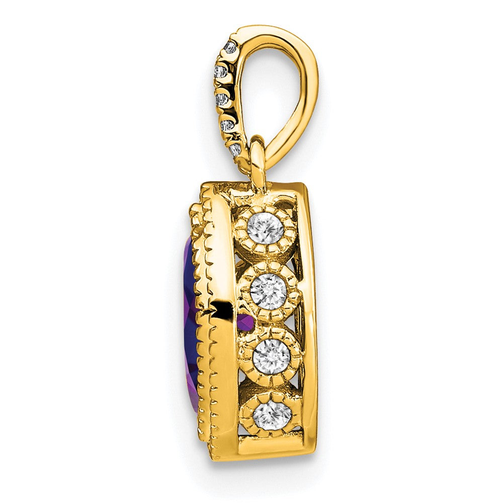 14k Marquise Amethyst and Diamond Pendant