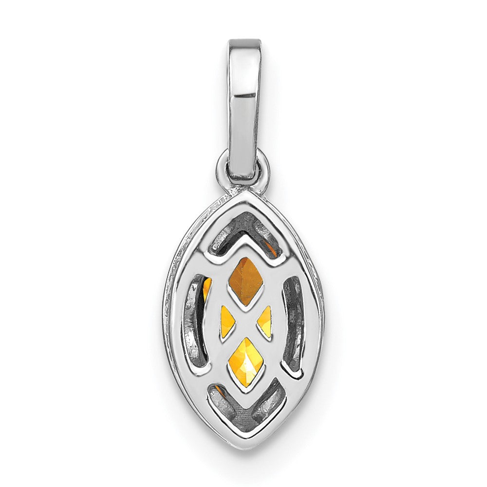 14k White Gold Marquise Citrine and Diamond Pendant