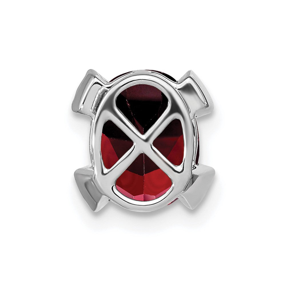 14k White Gold Oval Garnet and Diamond Chain Slide