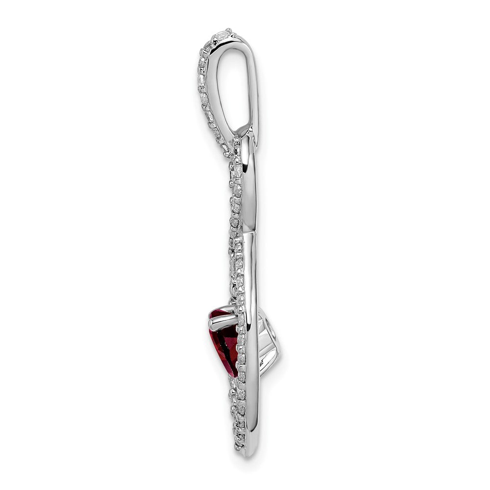 14k White Gold Garnet and Diamond Pendant