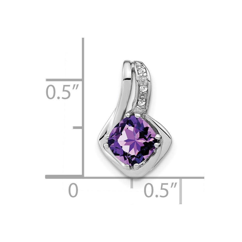 10k White Gold Amethyst and Diamond Pendant