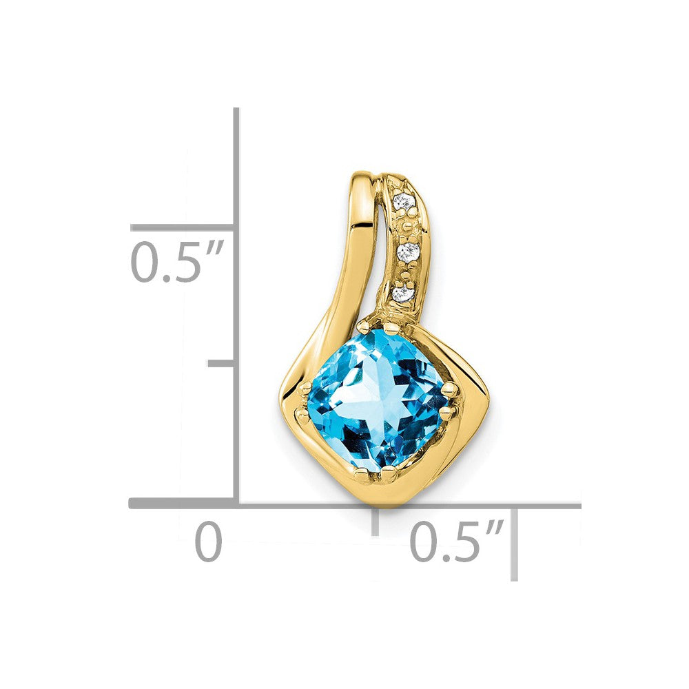 10k Blue Topaz and Diamond Pendant